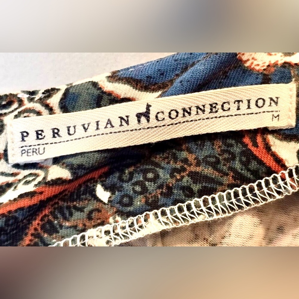 Peruvian Connection Wanderlust Floral Fit Flare Dress Pockets Med Boho Chic M - Picture 9 of 12
